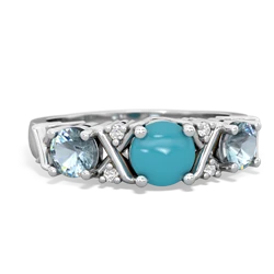 Turquoise Hugs And Kisses 14K White Gold ring R5016