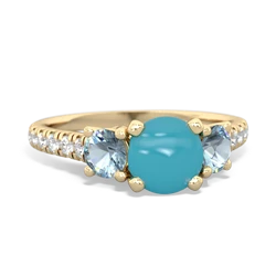 Turquoise Pave Trellis 14K Yellow Gold ring R5500