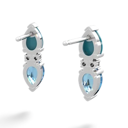 Turquoise Bowtie Drop 14K White Gold earrings E0865