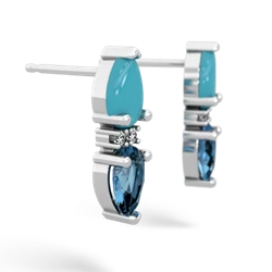 Turquoise Bowtie Drop 14K White Gold earrings E0865