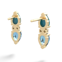 Turquoise Bowtie Drop 14K Yellow Gold earrings E0865