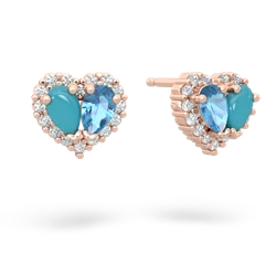 Turquoise Halo 14K Rose Gold earrings E7008