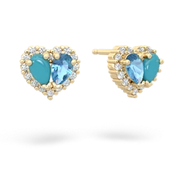 Turquoise Halo 14K Yellow Gold earrings E7008