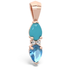 Turquoise Bowtie Drop 14K Rose Gold pendant P0865