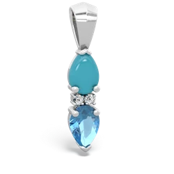 Turquoise Bowtie Drop 14K White Gold pendant P0865