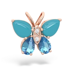 Turquoise Butterfly 14K Rose Gold pendant P2215