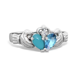 Turquoise 'Our Heart' Claddagh 14K White Gold ring R2388