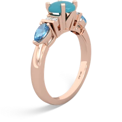 Turquoise 6Mm Round Eternal Embrace Engagement 14K Rose Gold ring R2005