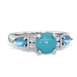 Turquoise 6Mm Round Eternal Embrace Engagement 14K White Gold ring R2005