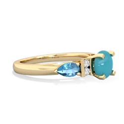 Turquoise 6Mm Round Eternal Embrace Engagement 14K Yellow Gold ring R2005