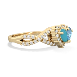 Turquoise Diamond Twist 'One Heart' 14K Yellow Gold ring R2640HRT