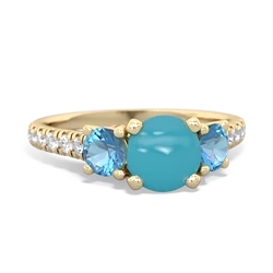 Turquoise Pave Trellis 14K Yellow Gold ring R5500