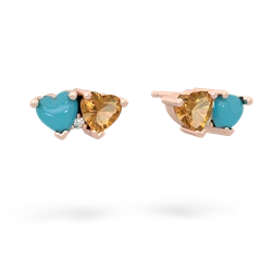 Turquoise Sweethearts 14K Rose Gold earrings E5260