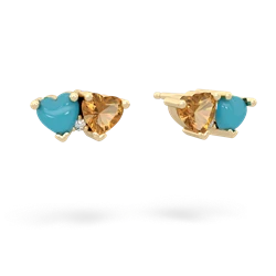 Turquoise Sweethearts 14K Yellow Gold earrings E5260