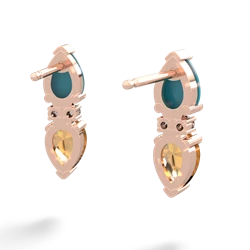 Turquoise Bowtie Drop 14K Rose Gold earrings E0865