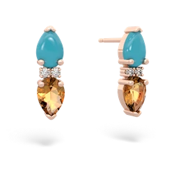 Turquoise Bowtie Drop 14K Rose Gold earrings E0865