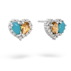 Turquoise Halo 14K White Gold earrings E7008
