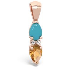 Turquoise Bowtie Drop 14K Rose Gold pendant P0865