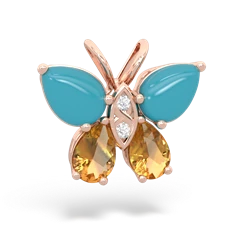 Turquoise Butterfly 14K Rose Gold pendant P2215