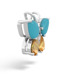 Turquoise Butterfly 14K White Gold pendant P2215