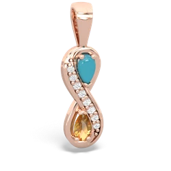 Turquoise Diamond Infinity 14K Rose Gold pendant P5390