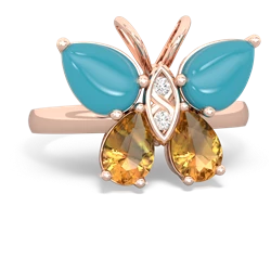 Turquoise Butterfly 14K Rose Gold ring R2215