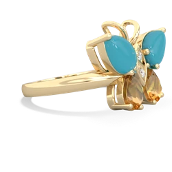 Turquoise Butterfly 14K Yellow Gold ring R2215