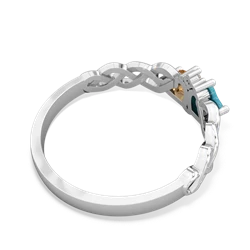 Turquoise Heart To Heart Braid 14K White Gold ring R5870