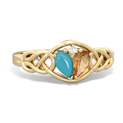 Turquoise Celtic Love Knot 14K Yellow Gold ring R5420