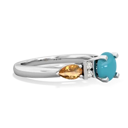 Turquoise 6Mm Round Eternal Embrace Engagement 14K White Gold ring R2005