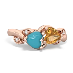 Turquoise Floral Elegance 14K Rose Gold ring R5790