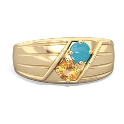 Turquoise Men's Streamline 14K Yellow Gold ring R0460