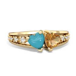 Turquoise Heart To Heart 14K Yellow Gold ring R3342