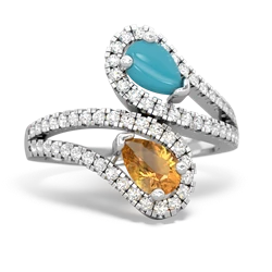 Turquoise Diamond Dazzler 14K White Gold ring R3000