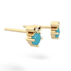 Turquoise Diamond Bows 14K Yellow Gold earrings E7002