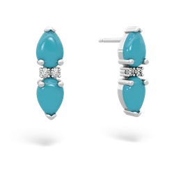 Turquoise Bowtie Drop 14K White Gold earrings E0865