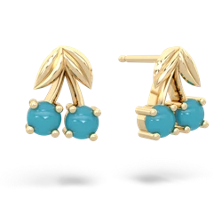 Turquoise Sweet Cherries 14K Yellow Gold earrings E7001