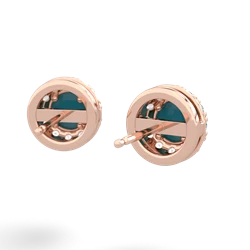 Turquoise Diamond Halo 14K Rose Gold earrings E5370