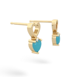 Turquoise Four Hearts 14K Yellow Gold earrings E2558