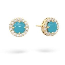 Turquoise Halo 14K Yellow Gold earrings E5320