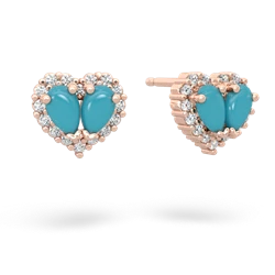 Turquoise Halo 14K Rose Gold earrings E7008