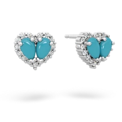 Turquoise Halo 14K White Gold earrings E7008