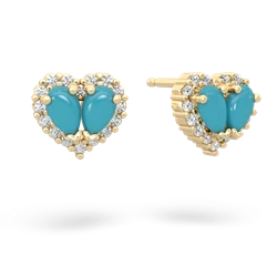 Turquoise Halo 14K Yellow Gold earrings E7008