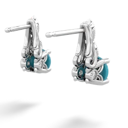 Turquoise Antique Elegance 14K White Gold earrings E3100