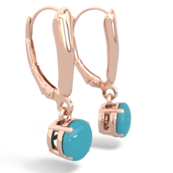 Turquoise 6Mm  Round Lever Back 14K Rose Gold earrings E2786