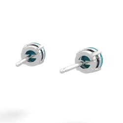 Turquoise 5Mm Round Stud 14K White Gold earrings E1785