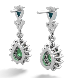 Turquoise Halo Pear Dangle 14K White Gold earrings E1882