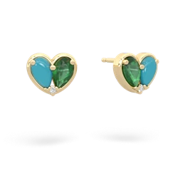 Turquoise 'Our Heart' 14K Yellow Gold earrings E5072