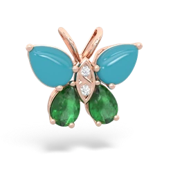 Turquoise Butterfly 14K Rose Gold pendant P2215