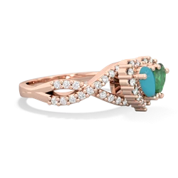 Turquoise Diamond Twist 'One Heart' 14K Rose Gold ring R2640HRT